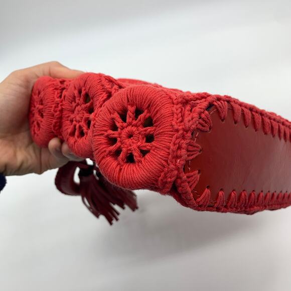 Patricia Nash Crochet Vobbia Small Tote Women Purse Red Color - Picture 13 of 16